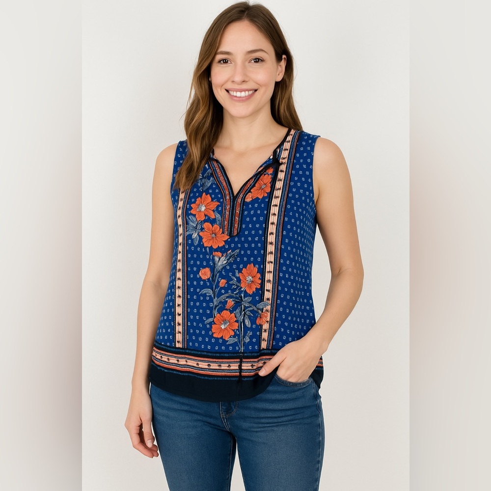 Daniel Rain Paisley Print Top Size L 100% Rayon EUC Stitch Fix Nordstrom